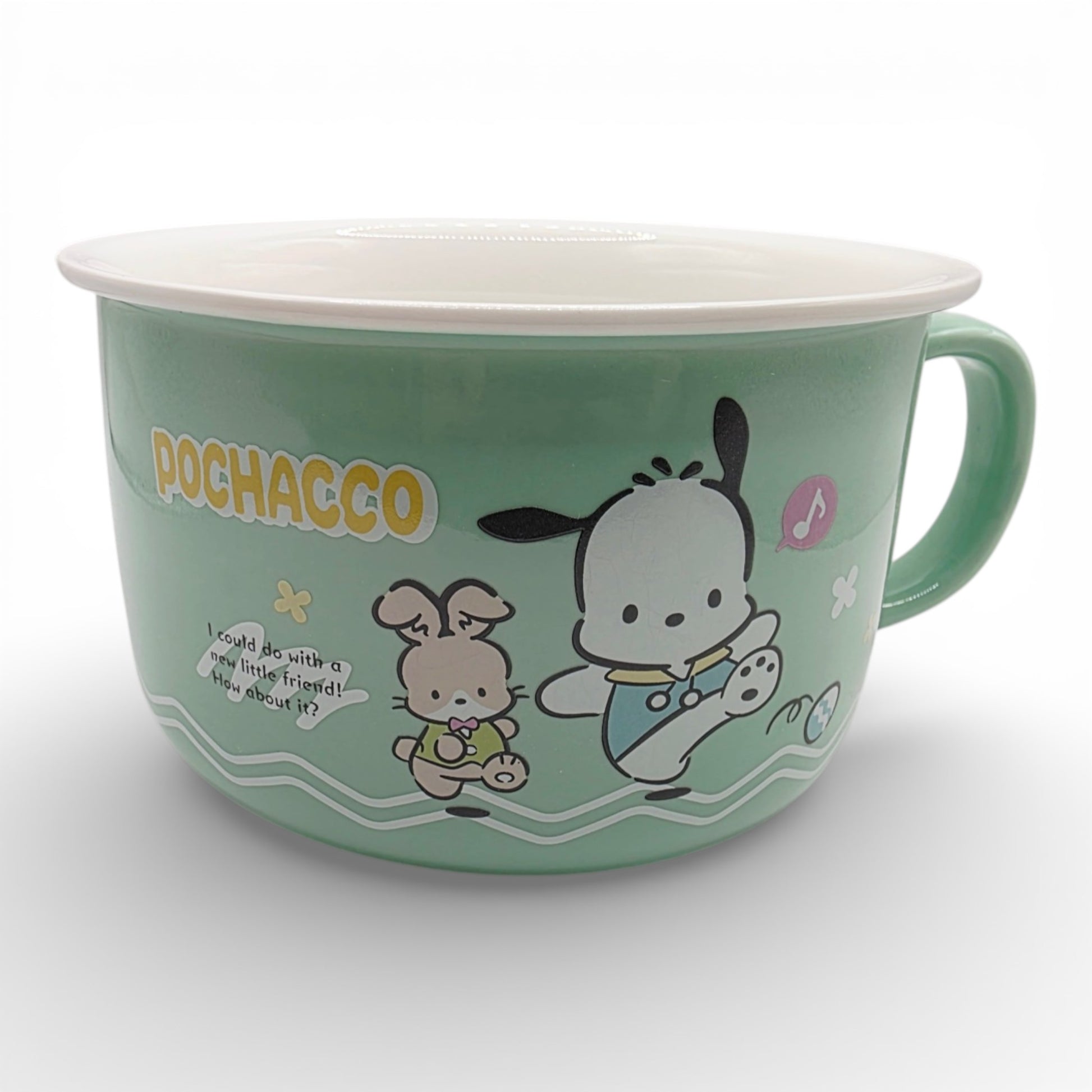 Vintage 2020s kitchenware & tableware. Ceramic Ramen Bowl with Lid. Pochacco. Front view.