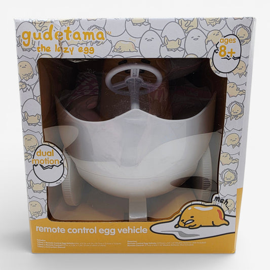 Vintage 2020s small toy. Remote Control Egg Vehicle. Gudetama. Front view.
