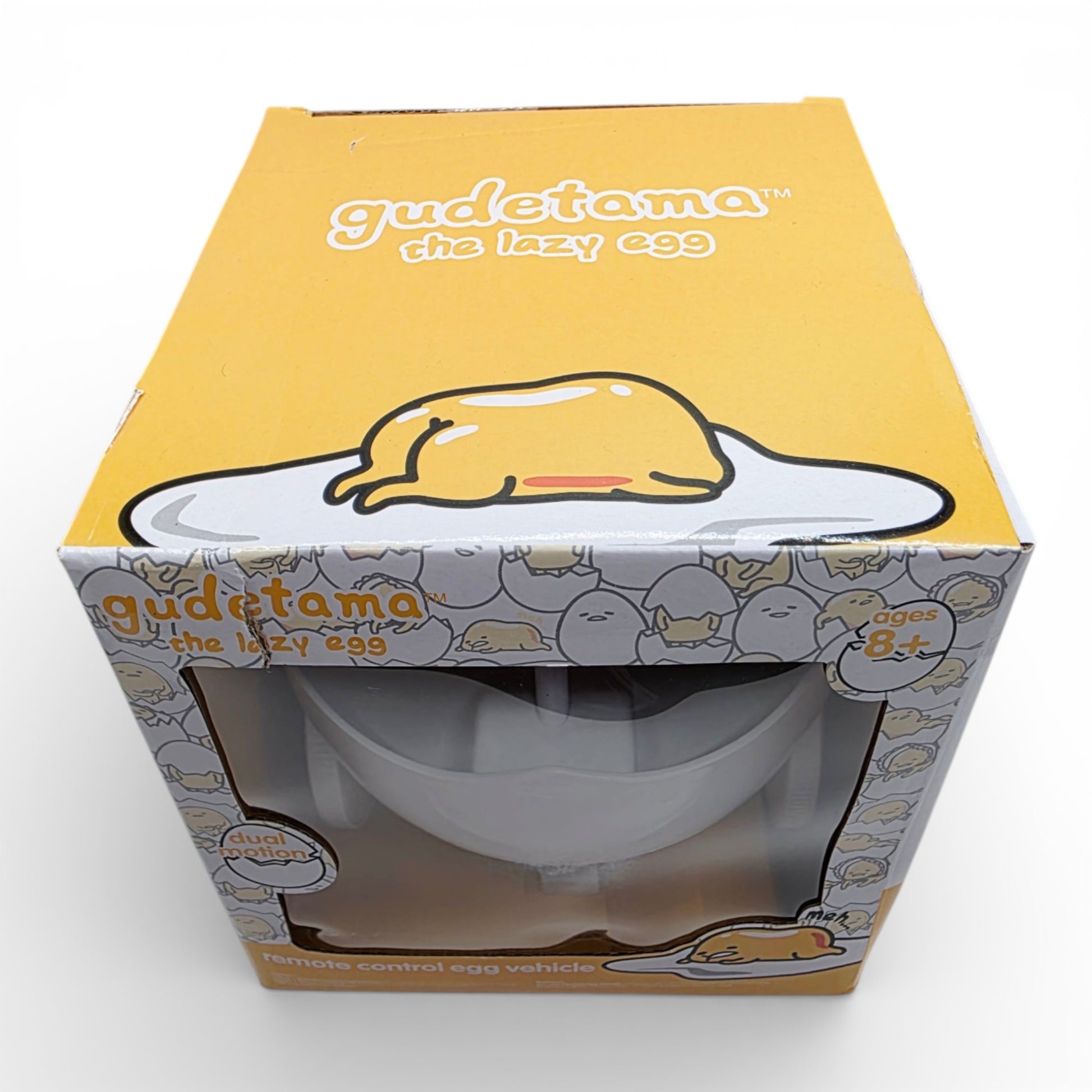Vintage 2020s small toy. Remote Control Egg Vehicle. Gudetama. Top view.