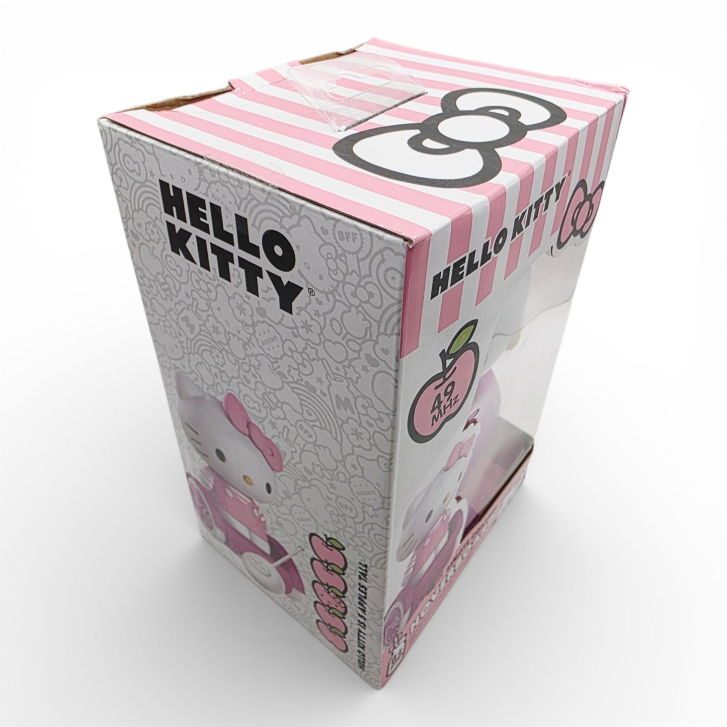 Vintage 2020s small toy. Remote Control Hoverboard. Hello Kitty. Left view.