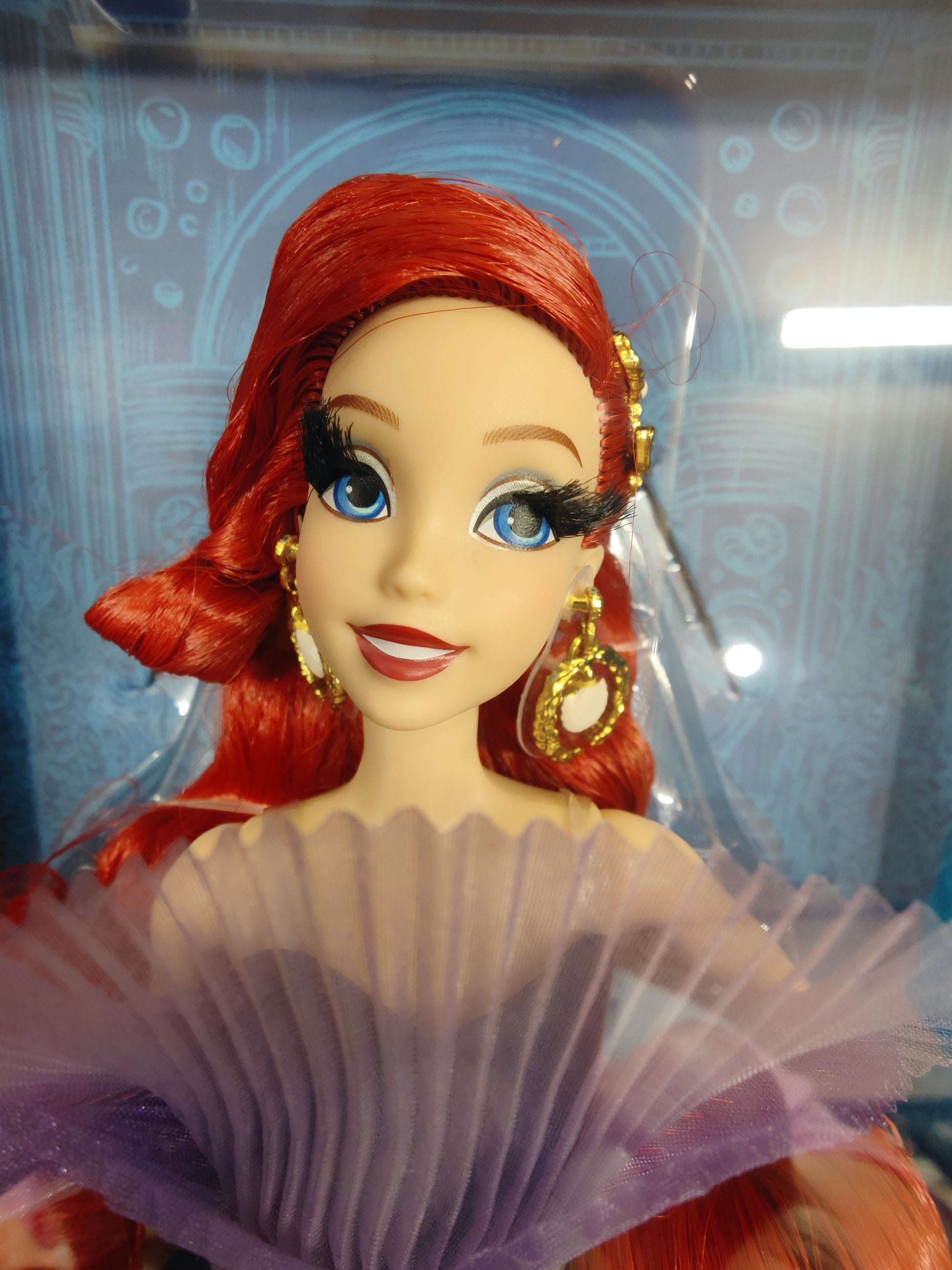 Vintage 2020s doll. Enchanted Elegance Collection. Ariel. Mattel Creation Exclusive. Face view.