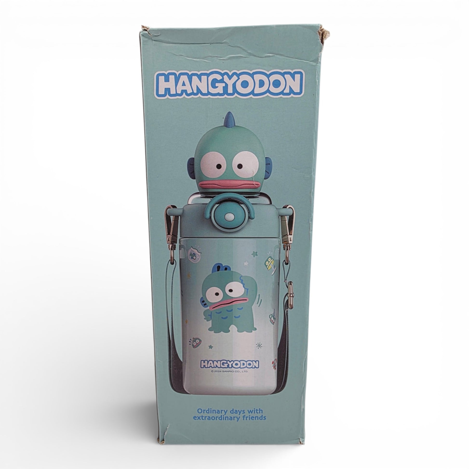 Vintage 2020s kitchenware & tableware. Insulated Stainless Steel Water Bottle. Hangydon. Front view.