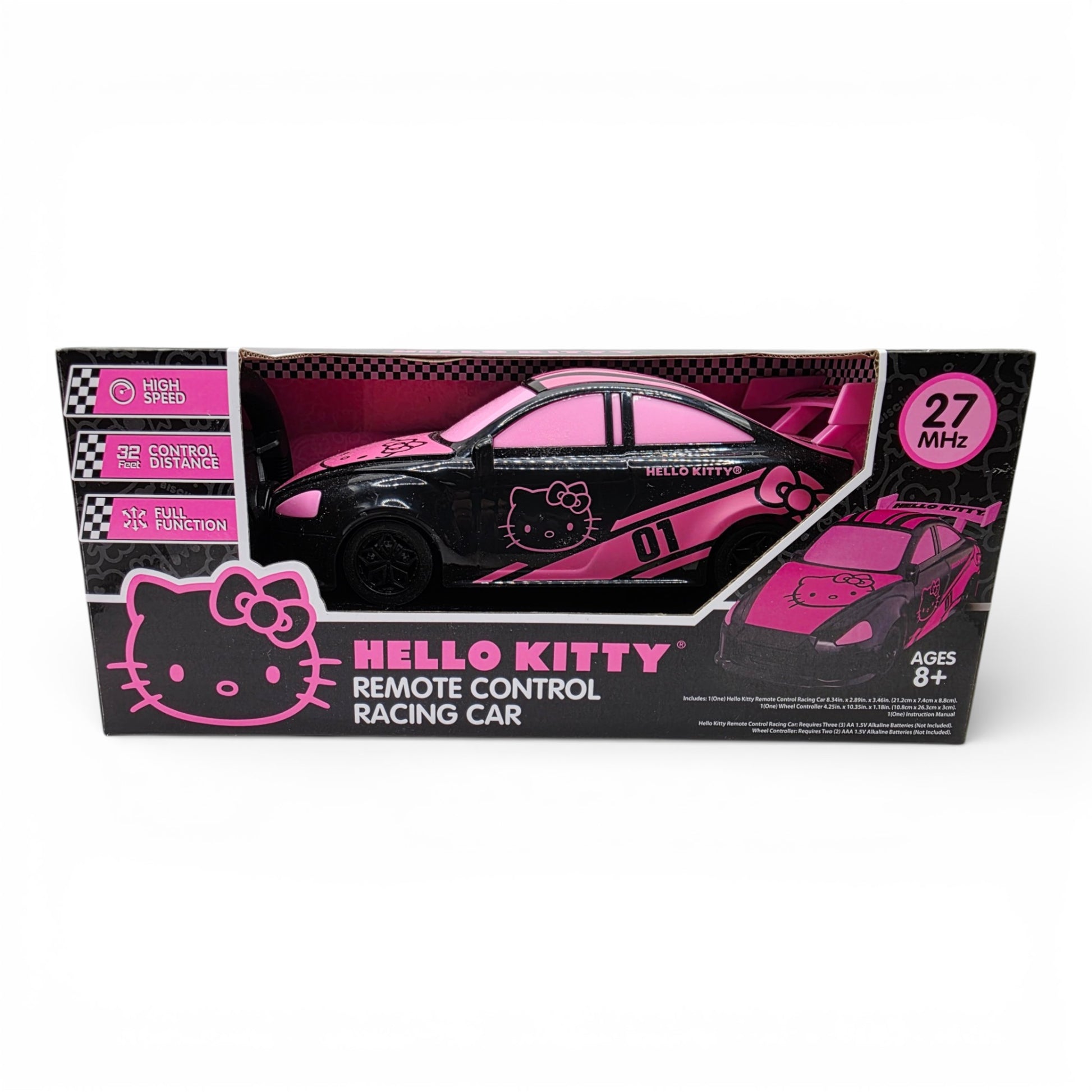 Vintage 2020s small toy. Remote Control Racig Car. Hello Kitty. Front view.