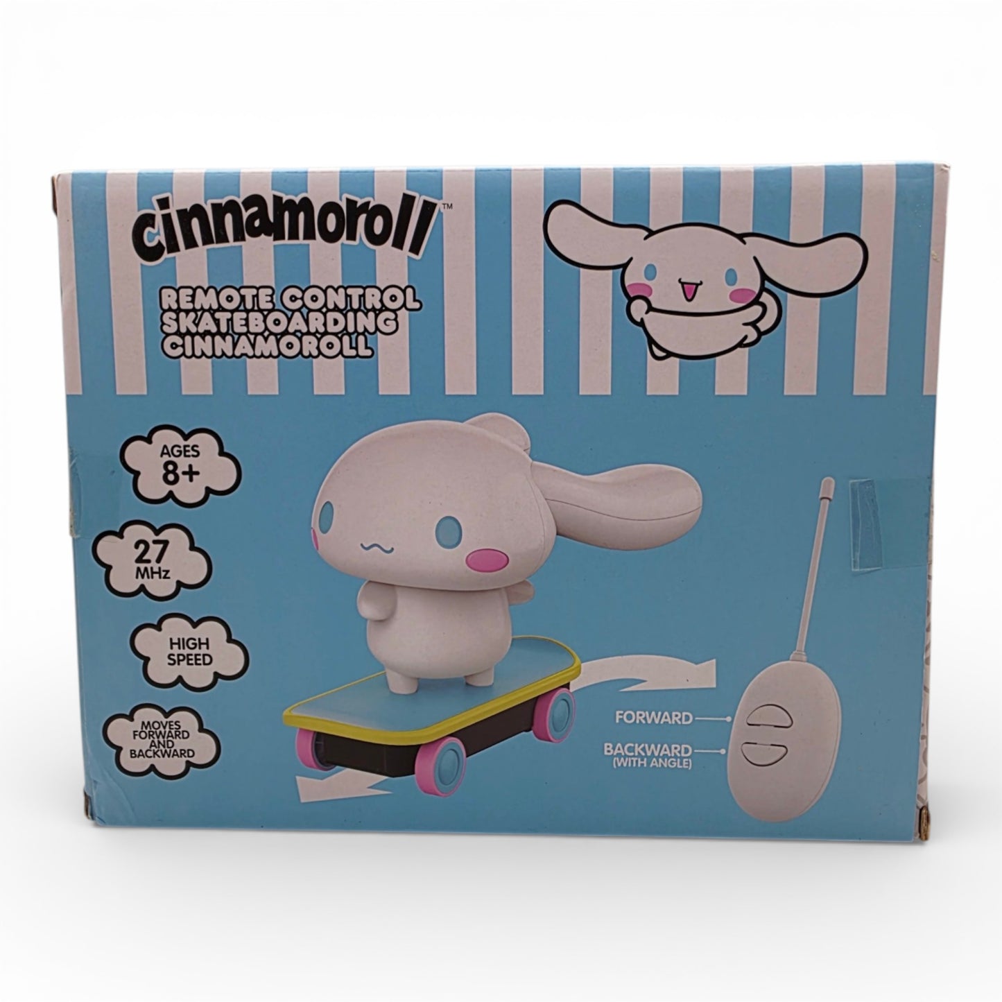 Vintage 2020s small toy. Remote Control Skateboard. Cinnamoroll. Back view.